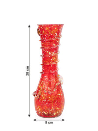 Glass Crafted Red and Yellow Spotted Flower Vase -  11 inches Height - The Heritage Artifacts