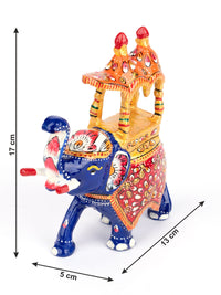 Meenakari Metal Blue Ambabari Elephant Decorative Showpiece - The Heritage Artifacts