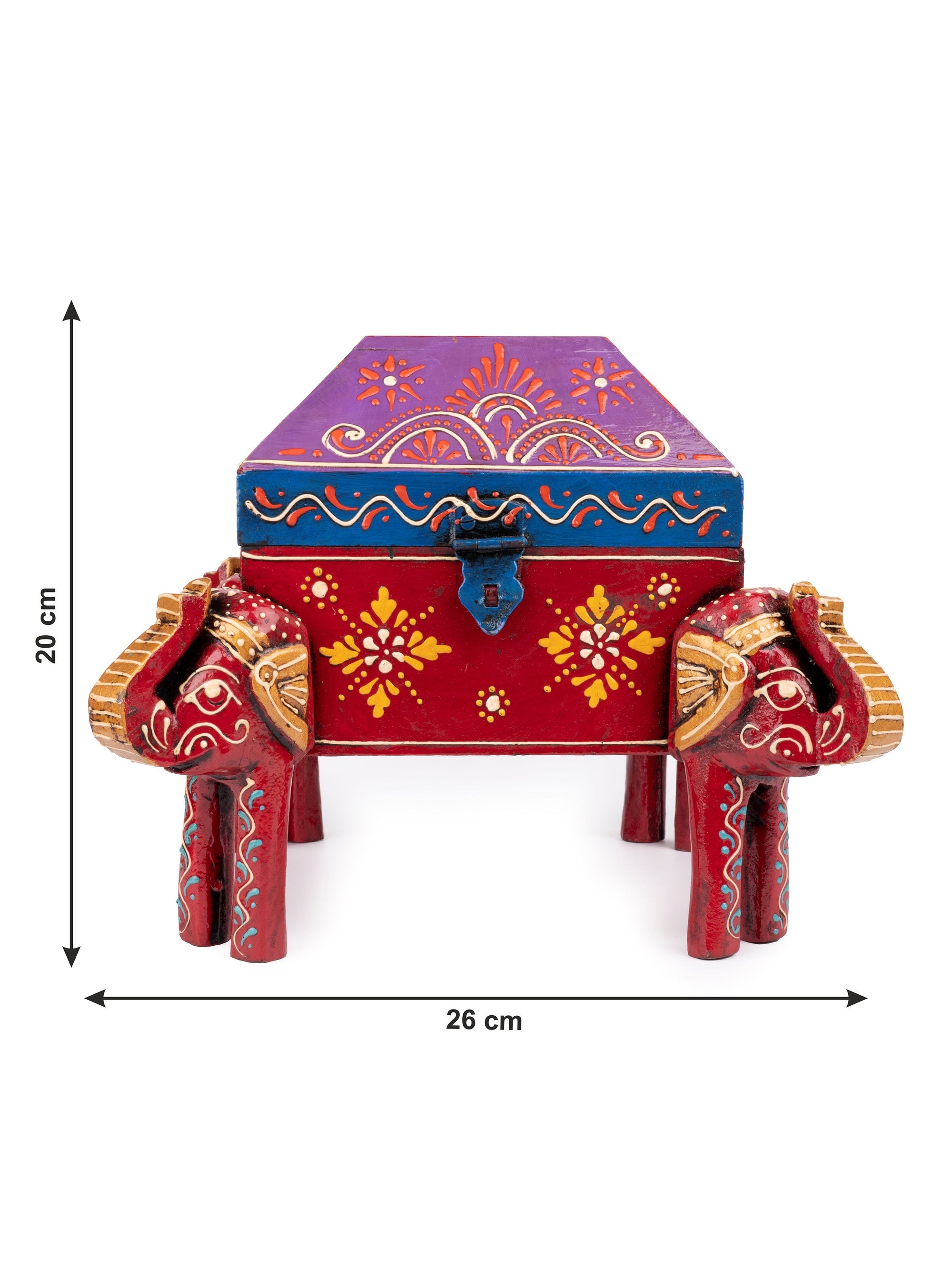 Meenakari Work Four Faced Elephant Box for Multiple Storage Solution - The Heritage Artifacts