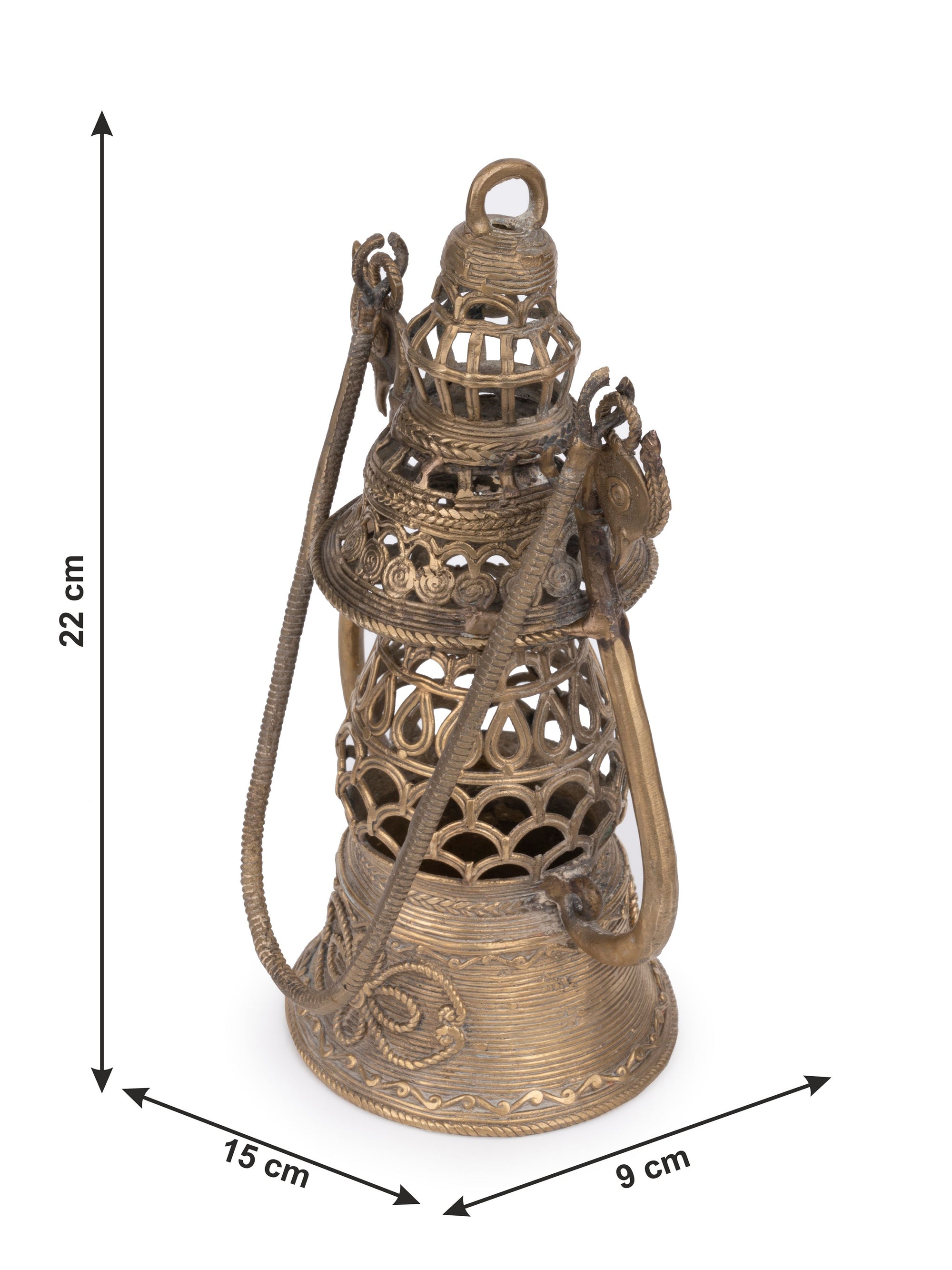 Dokra Art Lantern / Hurricane Decorative Showpiece - 9 inches height - The Heritage Artifacts