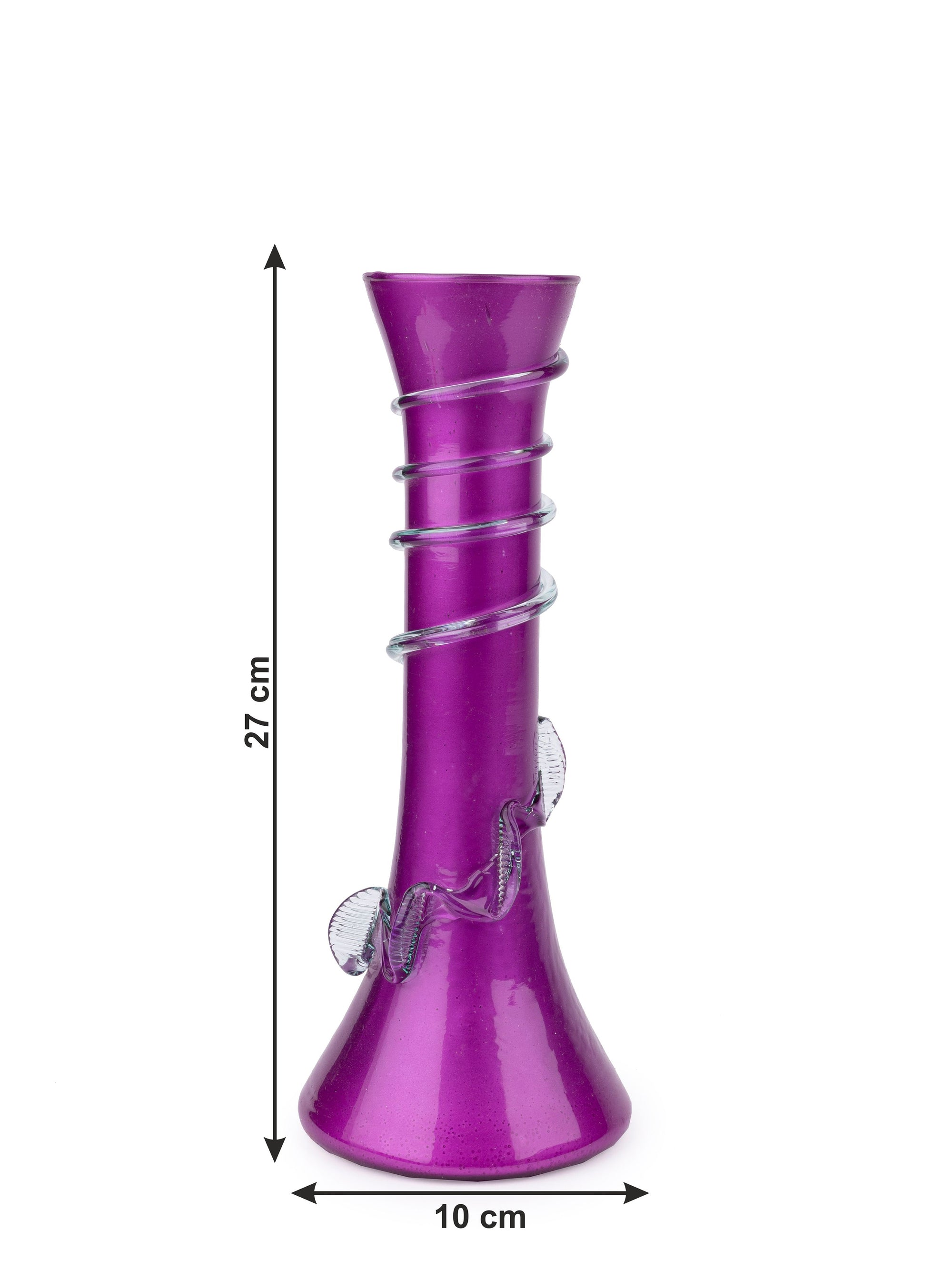 Glass Crafted Purple Flower Vase with Spiral Design - 11 inches Height - The Heritage Artifacts
