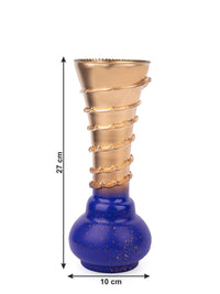 Glass Crafted Gold and Blue Spiral Design Flower Vase - 11 inches height - The Heritage Artifacts