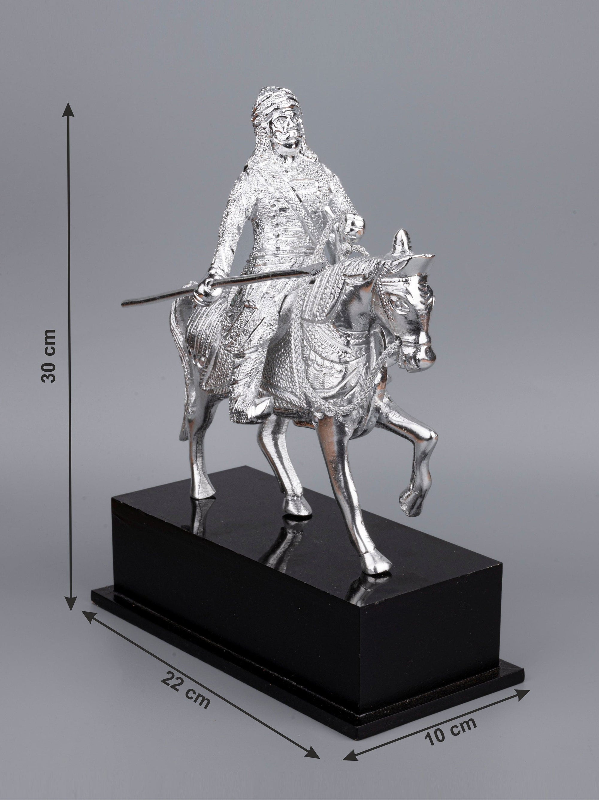 Zinc Metal Handcrafted King Maharana Pratap Figurine Riding on a Horse - 12 inches height - The Heritage Artifacts