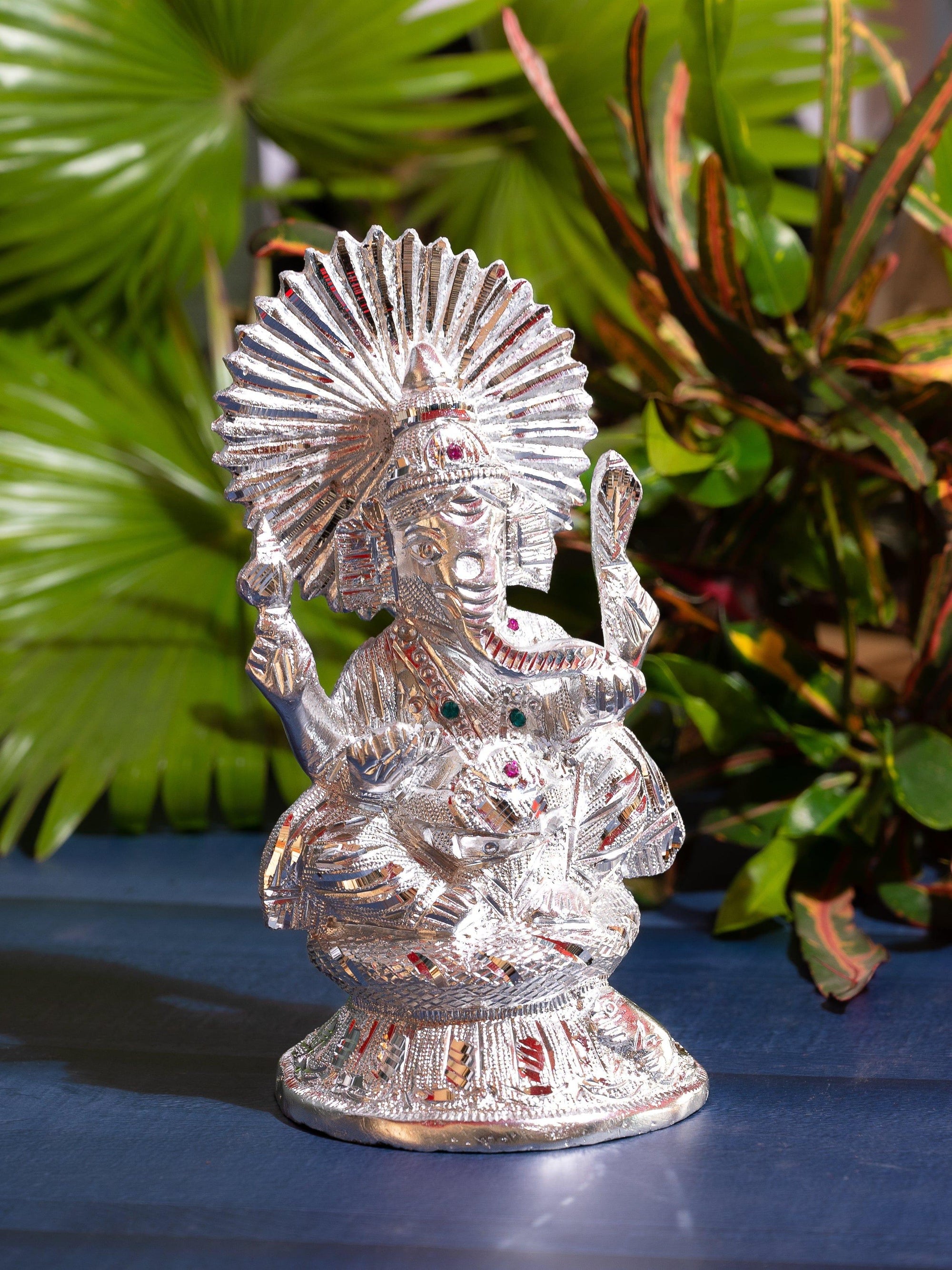 Zinc Metal Handcrafted Lord Ganesha Statue - 8 inches height - The Heritage Artifacts