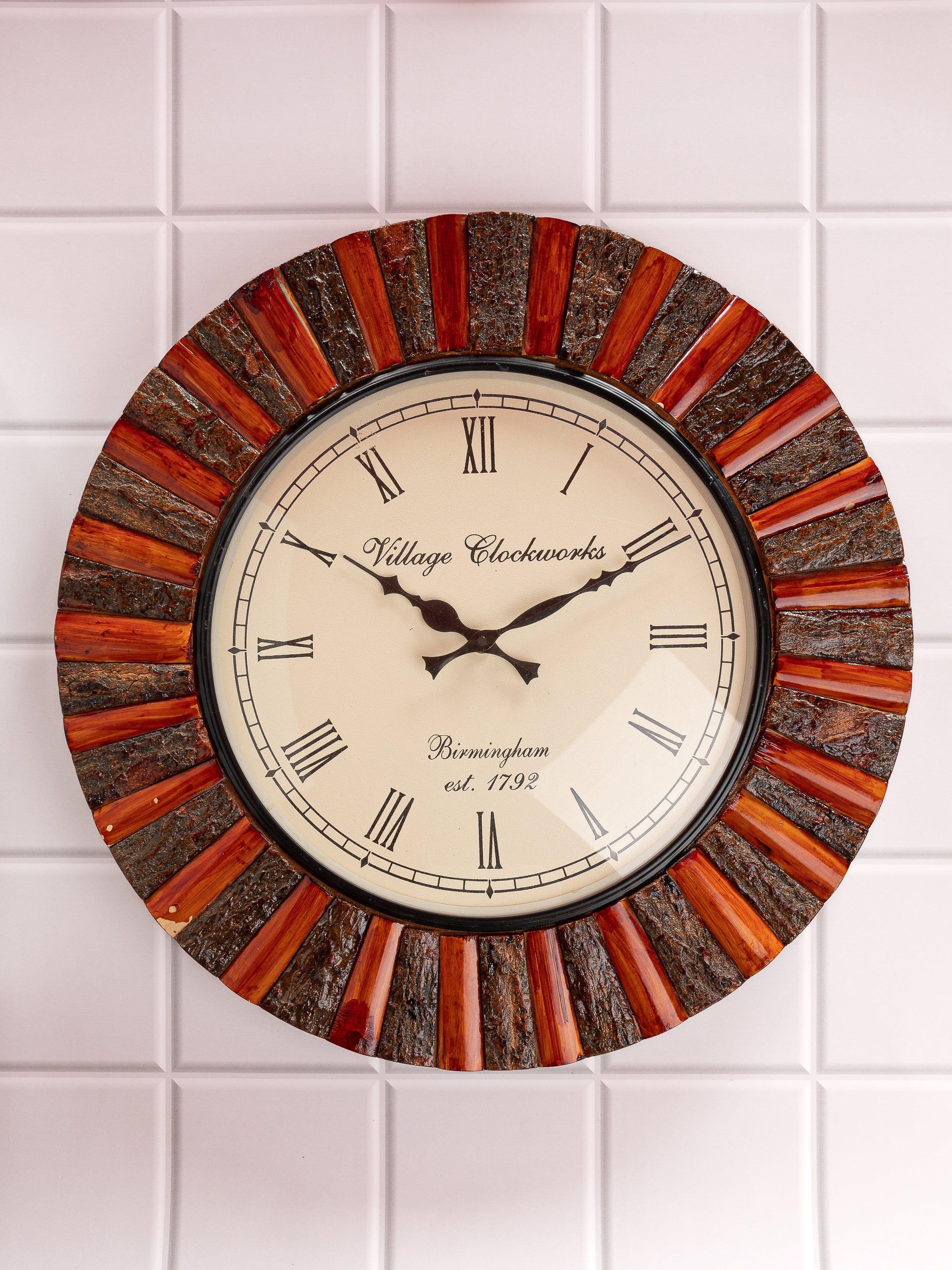 Traditional Red and Black Analogue Wall clock from Jodhpur - 17 inches dia - The Heritage Artifacts