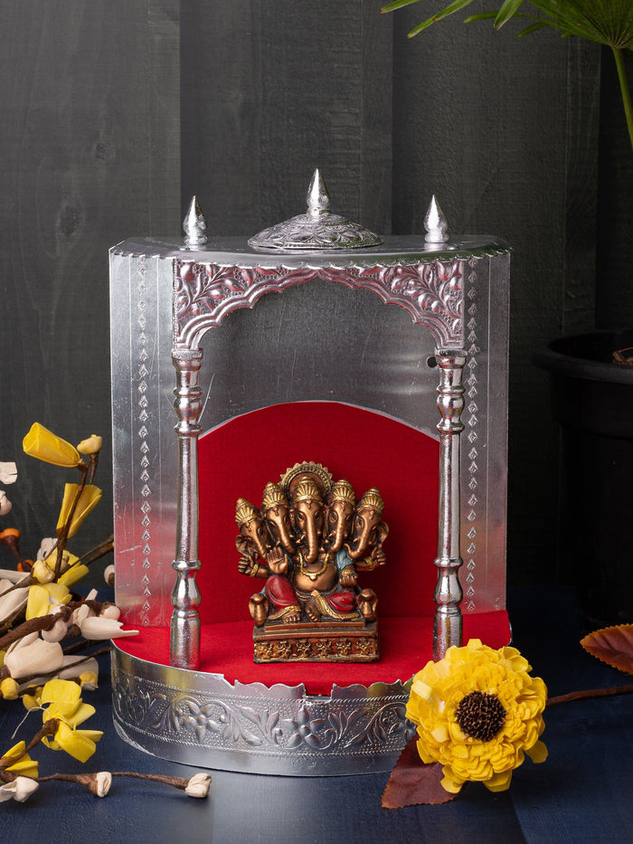 Wall Mounted Mandir / Temple made of Durable Aluminium sheet - 12 inches height - The Heritage Artifacts