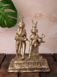 Dokra Craft Dancing Tribal Couple made of Brass metal - 9 inches - The Heritage Artifacts