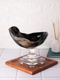 Natural Buffalo Horn Bowl on Acrylic Stand, Decorative Showpiece - The Heritage Artifacts