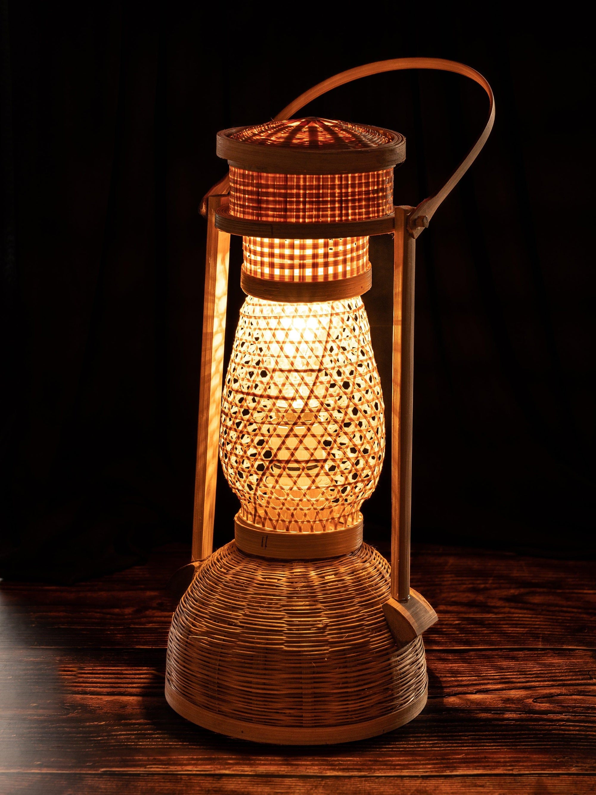 Shantiniketan Art - Bamboo Weave Lantern Decorative Showpiece - The Heritage Artifacts