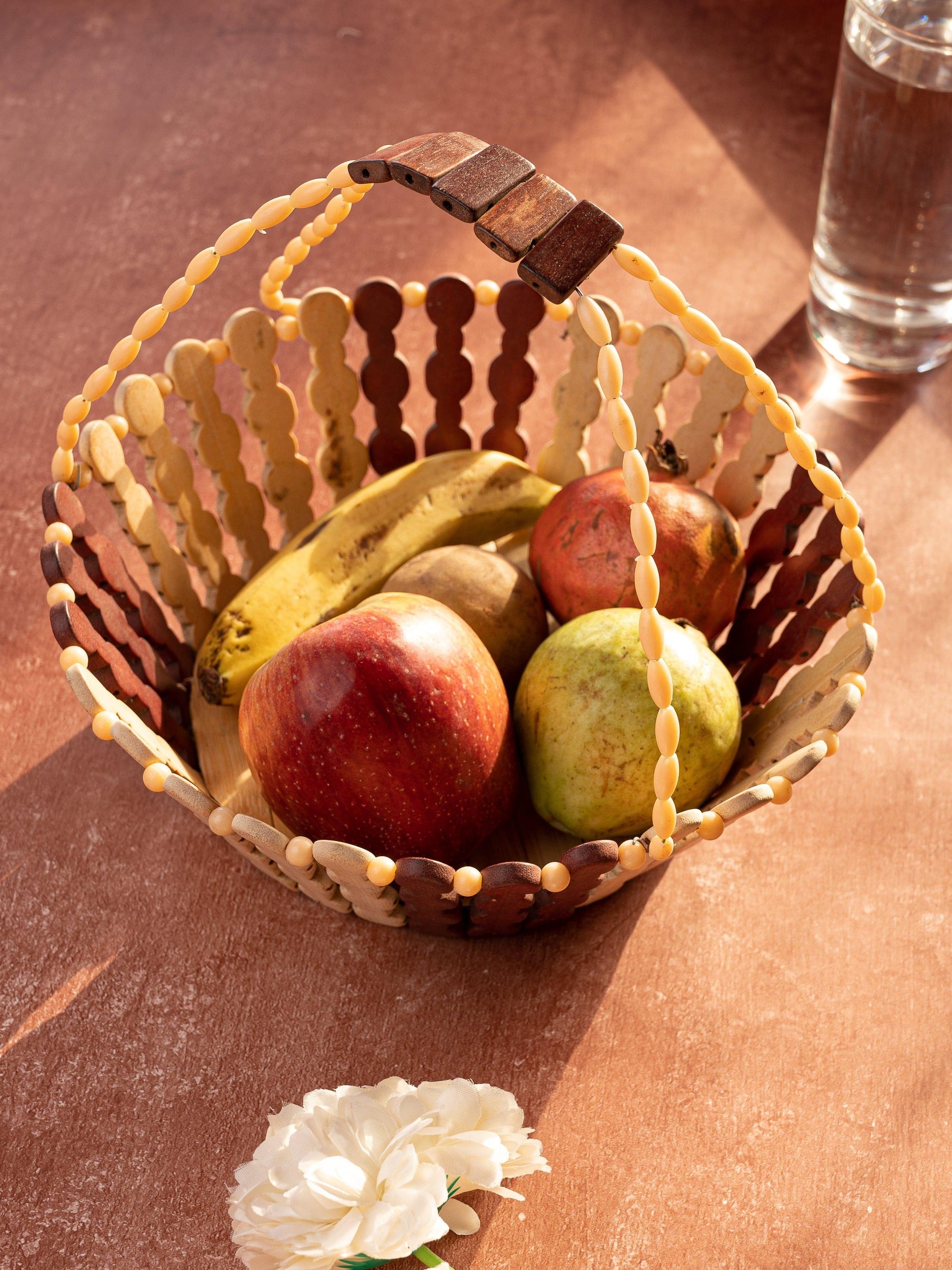 Shantiniketan Art - Bamboo Hanging Fruit Basket - The Heritage Artifacts