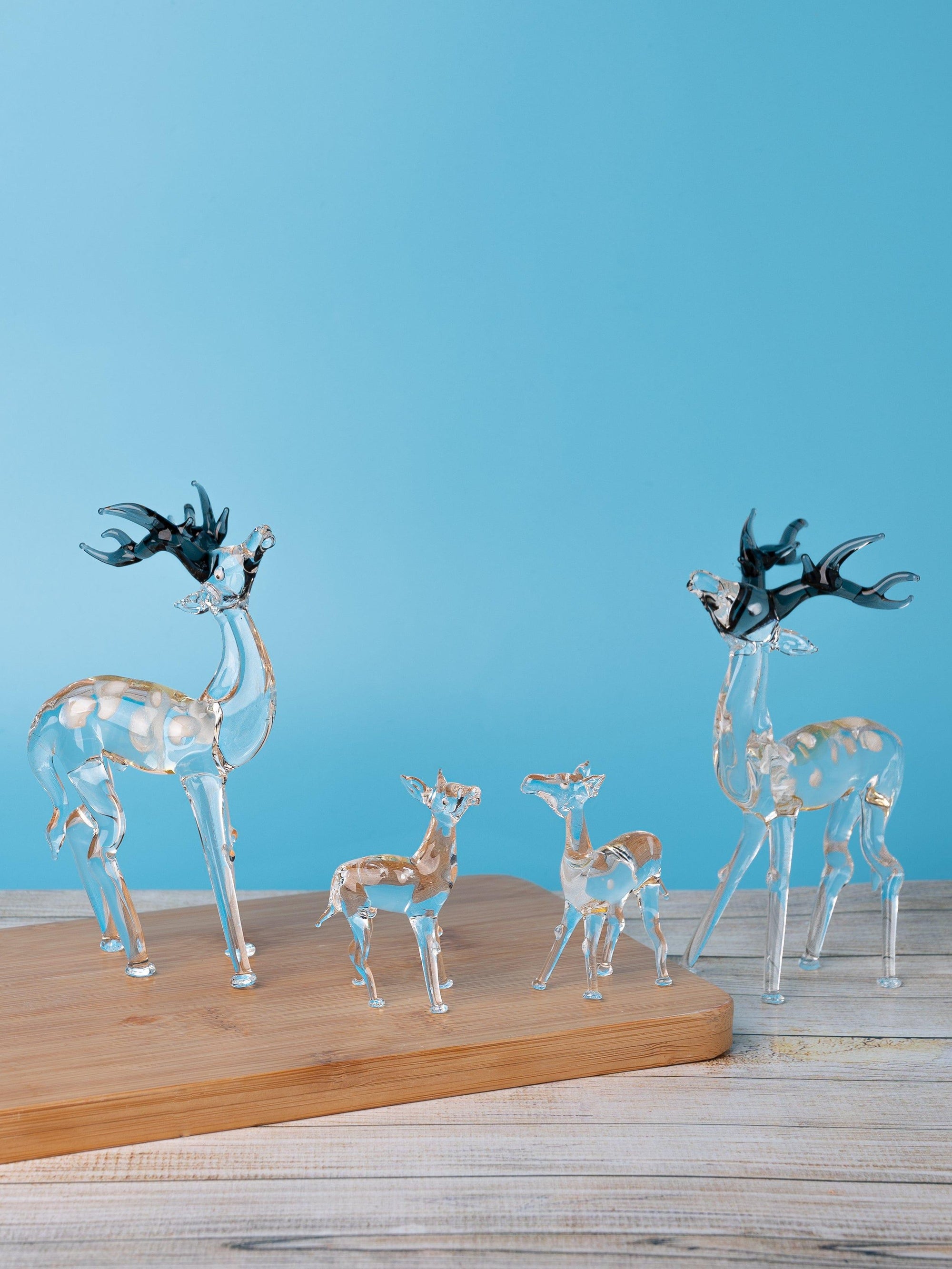 Deer Family Set of 4 pieces Glass Home Decor - The Heritage Artifacts