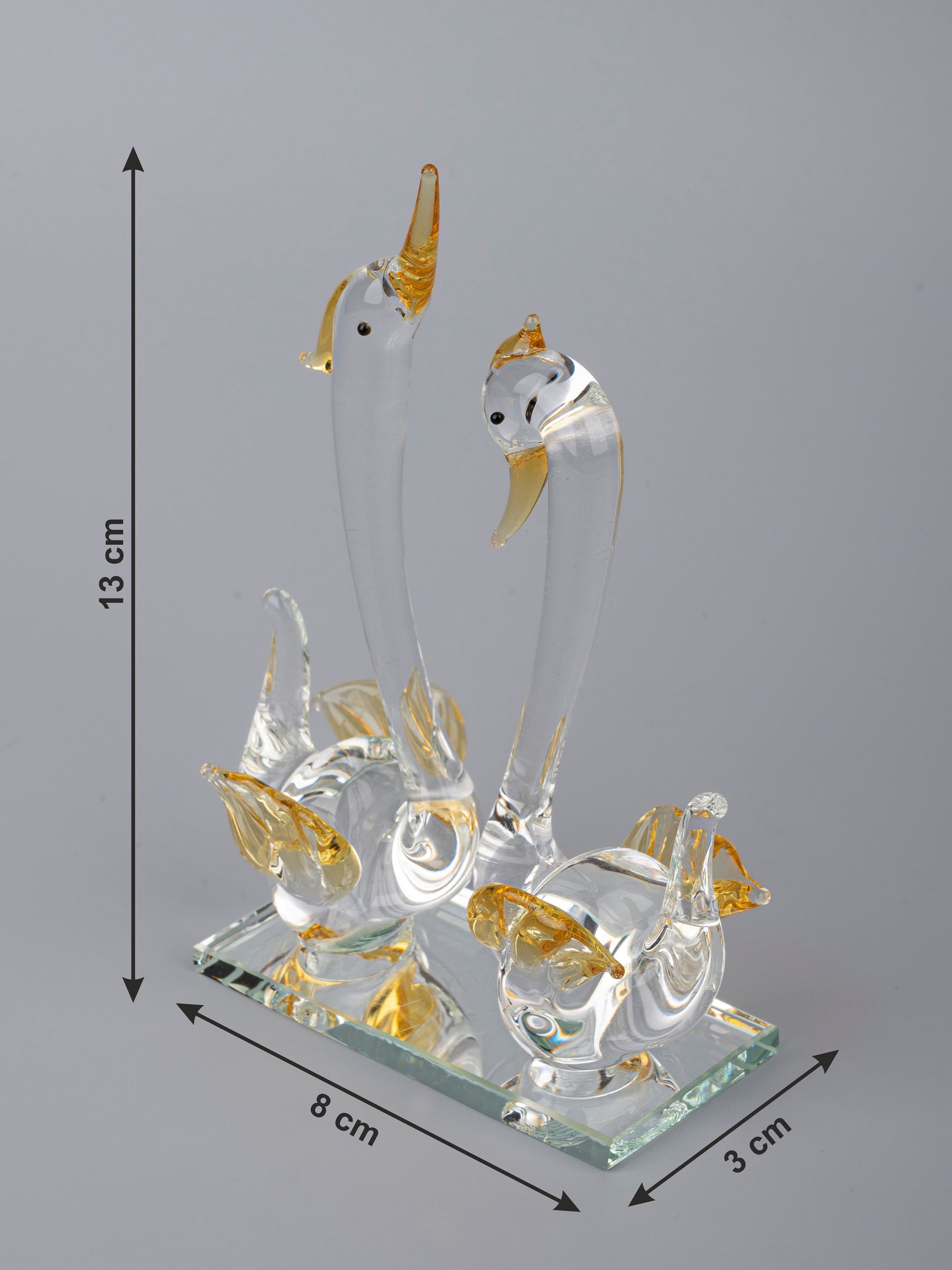 Swan Couple Beautiful Glass Home Decor Showpiece - The Heritage Artifacts