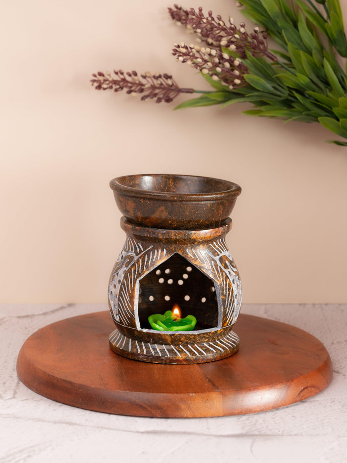 Soapstone carved Oil Burner Aroma Diffuser - 4 inches - The Heritage Artifacts