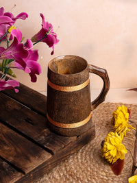 Wooden Beer Mug with Handle and Rope detailing - 500 ml - The Heritage Artifacts