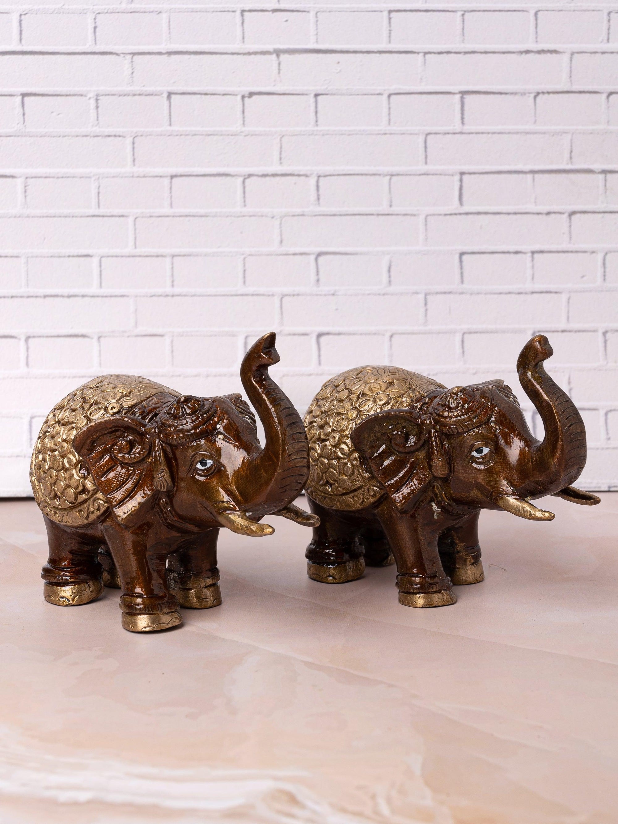 Brass Crafted and Painted Decorative Elephant Showpiece - The Heritage Artifacts