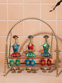Metal Swing / Jhula with 3 Musician Doll Set - The Heritage Artifacts