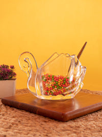 Clear Glass Swan Serving Bowl for Dry fruits and Candy - The Heritage Artifacts