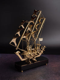 Brass Sailing Pirate Ship on a Wooden Base, Decorative showpiece - The Heritage Artifacts