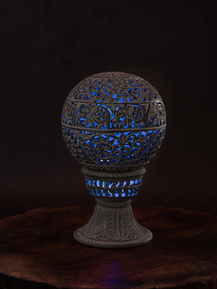 Stone crafted Round Table Lamp with color changing LED lights - The Heritage Artifacts