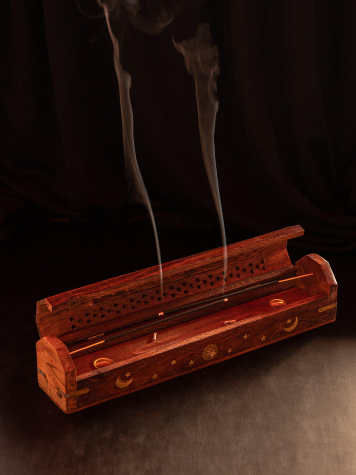 Shisham Wood and Brass Dhoop / Agarbatti / Incense Stick Box - The Heritage Artifacts
