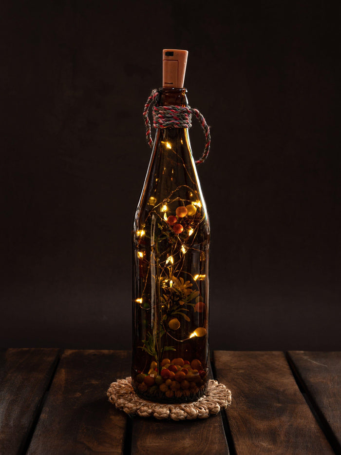 Glass Bottle with LED Lights Inside for Festive Use - The Heritage Artifacts