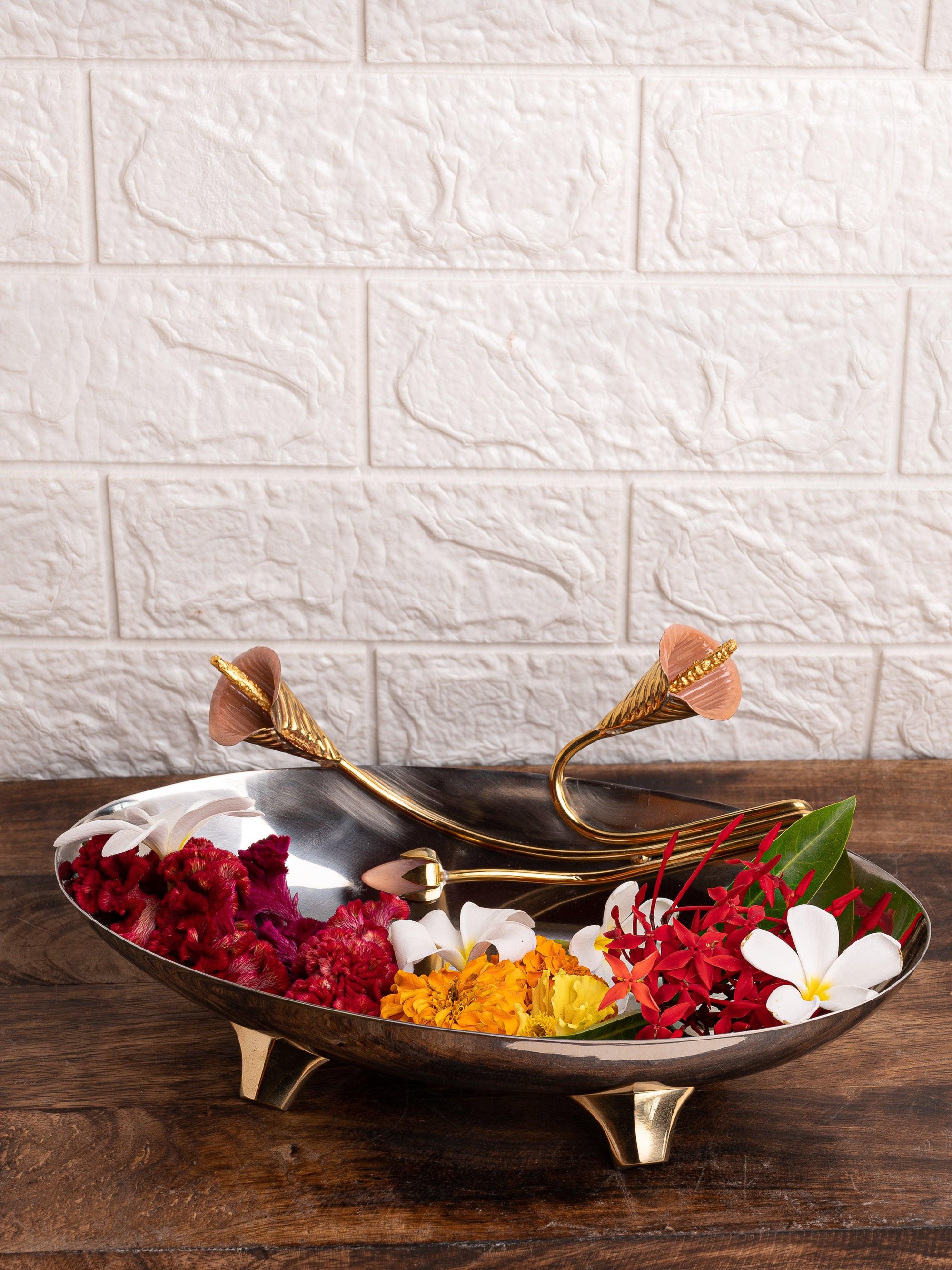Oval Chrome Finish Designer Fruit bowl / Serving Bowl - The Heritage Artifacts