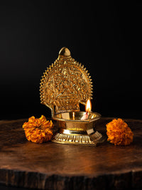 Brass Kanchipuram Kamakshi single petal lamp / diya - 5 inches height - The Heritage Artifacts