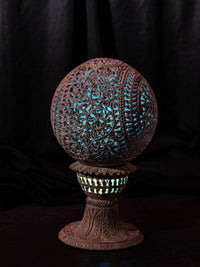 Jaali work Table Lamp with lights made of paleva stone - The Heritage Artifacts