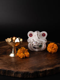 Kamal shaped Diya / Lamp / Agarbati stand - 6 cms in height - The Heritage Artifacts