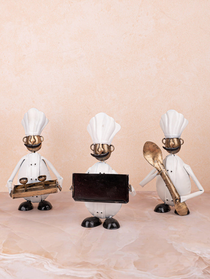 Metal Crafted Team of Chef Decorative Showpiece - The Heritage Artifacts