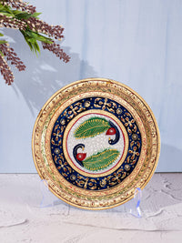Decorative marble plate with meenakari work - 9 inches diameter - The Heritage Artifacts