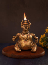 Brass Crafted Lamp Man Figurine with Antique finish - 6 inches height - The Heritage Artifacts