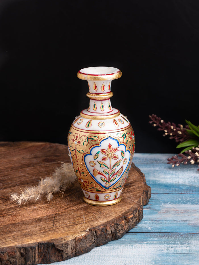 Mini decorative marble flower vase - 6 inches - The Heritage Artifacts
