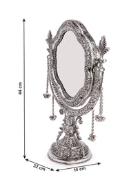 Metal Crafted Classic Design Vanity Mirror with Antique Silver Finish - The Heritage Artifacts
