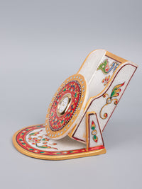 Marble mobile holder with clock - Red and Gold motifs - The Heritage Artifacts