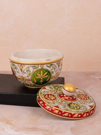Colorful Meenakari Design Marble Storage Box with Lid - The Heritage Artifacts